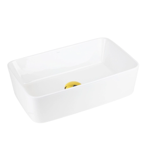 Corsan - Umywalka nablatowa ANGO UC5627GL prostokątna 48x29,5x13,5 cm z korkiem klik-klak złoty