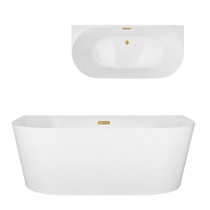 Corsan Wanna przyścienna MONO SLIM 150x75 z wykończeniem szczotkowany złoty E029MSBGL - DARMOWA DOSTAWA