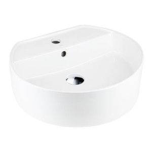 Corsan - Umywalka nablatowa LUGO UC5634CH okrągła 48x15 cm z korkiem klik-klak chrom