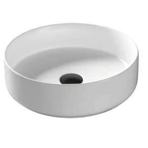 Corsan - Umywalka nablatowa LUGO UC5665BL okrągła 36x12 cm z korkiem klik-klak czarny