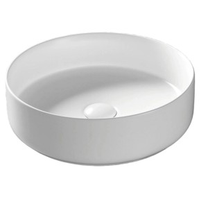 Corsan - Umywalka nablatowa LUGO UC5665WH okrągła 36x12 cm z korkiem klik-klak biały
