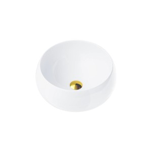 Corsan - Umywalka nablatowa LUGO UC9926RG okrągła 40x16 cm z korkiem klik-klak różowe złoto