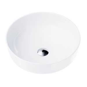Corsan - Umywalka nablatowa LUGO UC9988BSL okrągła 42x14 cm z korkiem klik-klak szczotkowana stal