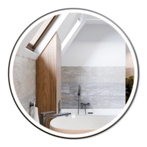 Corsan - Lustro LED TONDO 70cm, okrągłe, rama gunmetal szczotkowany