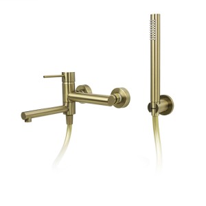 Corsan - Bateria wannowa natynkowa LUGO CMZ7541 ze słuchawką, kolor szczotkowany złoty