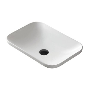 Corsan - Umywalka wpuszczana w blat INTERO UC5689 prostokątna, 53x37x15 cm, korek kolor czarny