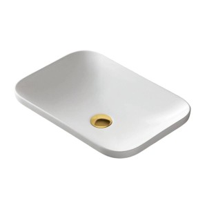 Corsan - Umywalka wpuszczana w blat INTERO UC5689 prostokątna, 53x37x15 cm, korek kolor złoty