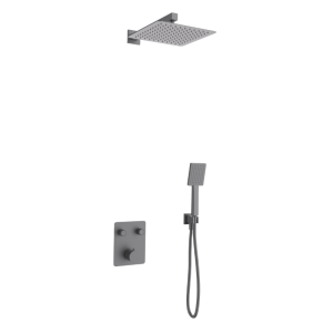 Corsan - Zestaw prysznicowy podtynkowy ANGO Z02, kolor gunmetal, głowica termostatyczna