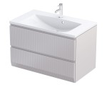 Oristo Szafka wisząca podumywalkowa BRYLANT UNI 80 cm, dwie szuflady, front ryflowany PIASKOWY MAT OR36-SD2S-80-10R-DARMOWA DOSTAWA