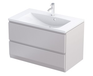 Oristo Szafka wisząca podumywalkowa BRYLANT UNI 80 cm, dwie szuflady, front ryflowany PIASKOWY MAT OR36-SD2S-80-10R-DARMOWA DOSTAWA
