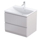 Oristo Szafka wisząca podumywalkowa BRYLANT UNI 60 cm, dwie szuflady, front ryflowany PIASKOWY MAT OR36-SD2S-60-10R-DARMOWA DOSTAWA 