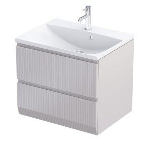 Oristo Szafka wisząca podumywalkowa BRYLANT UNI 60 cm, dwie szuflady, front ryflowany PIASKOWY MAT OR36-SD2S-60-10R-DARMOWA DOSTAWA 