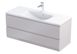 Oristo Szafka wisząca podumywalkowa BRYLANT UNI 120 cm, dwie szuflady, front ryflowany PIASKOWY MAT OR36-SD2S-120-10R-DARMOWA DOSTAWA 
