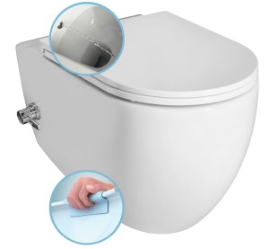 ISVEA - Miska wisząca WC INFINITY RIMLESS z dyszą bidetową i zintegrowaną baterią 36,5x53 cm bez deski kolor BIAŁY 10NFS9217I