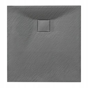 Hydrosan Brodzik kwadratowy RIKO 90x90x2,6 szary, struktura kamienia, z syfonem
