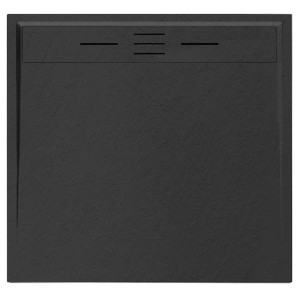 Hydrosan Brodzik kwadratowy DEKO 80x80x3 czarny, struktura kamienia, z syfonem
