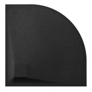 Hydrosan Brodzik półokrągły ALBA 80x80x3,2 czarny, struktura kamienia, z syfonem