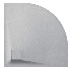 Hydrosan Brodzik półokrągły ALBA 90x90x3,2 szary, struktura kamienia, z syfonem