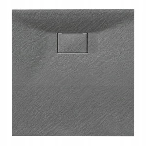Hydrosan Brodzik kwadratowy JUKO 90x90x2,6 szary, struktura kamienia, z syfonem