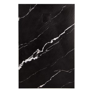 Hydrosan Brodzik prostokątny MAR-RIKO 80x90x2,6 czarny, wzór marmuru, z syfonem