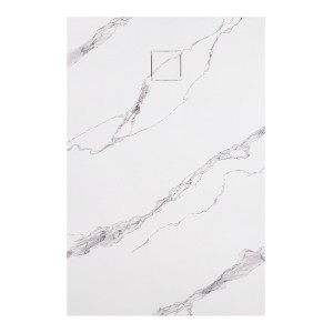 Hydrosan Brodzik prostokątny MAR-RIKO 80x120x2,6 biały, wzór marmuru, z syfonem