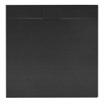 Hydrosan Brodzik kwadratowy MIKO 80x80x2,6 czarny, struktura kamienia, z syfonem