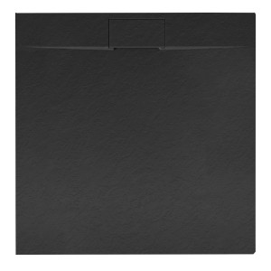 Hydrosan Brodzik kwadratowy MIKO 90x90x2,6 czarny, struktura kamienia, z syfonem
