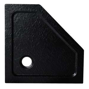 Hydrosan Brodzik pięciokątny RAVE 80x80x5 czarny, struktura kamienia, z syfonem