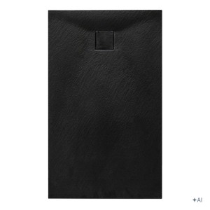 Hydrosan Brodzik prostokątny RIKO 80x150x2,6 czarny, struktura kamienia, z syfonem