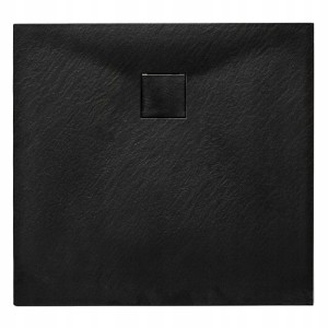 Hydrosan Brodzik kwadratowy RIKO 90x90x2,6 czarny, struktura kamienia, z syfonem
