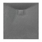 Hydrosan Brodzik kwadratowy RIKO 80x80x2,6 szary, struktura kamienia, z syfonem