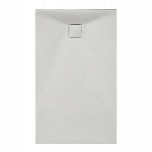 Hydrosan Brodzik prostokątny RIKO 80x140x2,6 biały, struktura kamienia, z syfonem