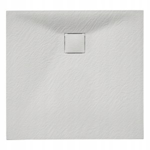 Hydrosan Brodzik kwadratowy RIKO 80x80x2,6 biały, struktura kamienia, z syfonem