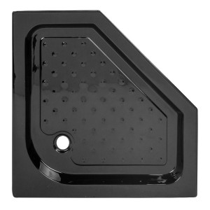 Hydrosan Brodzik pięciokątny SXL07A 80x80x15 czarny, z syfonem