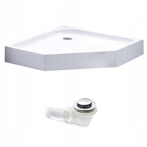 Hydrosan Brodzik pięciokątny SXL07A 80x80x15 biały, z syfonem