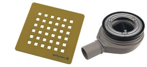 POLYSAN Syfon brodzikowy FLEXIA 90 mm DN40 maskownica kwadratowa złoty mat