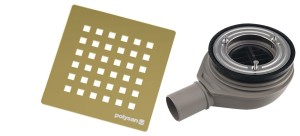 POLYSAN Syfon brodzikowy FLEXIA 90 mm DN40 maskownica kwadratowa złoty