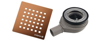 POLYSAN Syfon brodzikowy FLEXIA 90 mm DN40 maskownica kwadratowa miedź mat