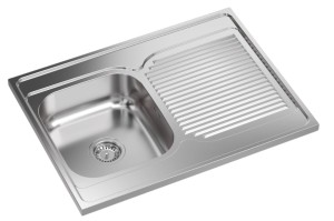 Quadron POP Zlewozmywak stalowy jednokomorowy nakładany 80*60*15 cm odwracalny z ociekaczem SEAN 111 SteelQ bez otworu kolor satyna 