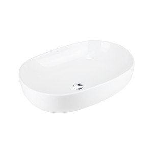 Corsan - Umywalka nablatowa OLVENA UC5566BSL owalna 60x40x15 cm z korkiem klik-klak szczotkowana stal