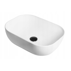 Corsan - Umywalka nablatowa MONO UC5603GM prostokątna 46x32x14 cm z korkiem klik-klak gunmetal