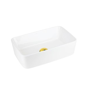 Corsan - Umywalka nablatowa ANGO UC5627BGL prostokątna 48x29,5x13,5 cm z korkiem klik-klak szczotkowany złoty