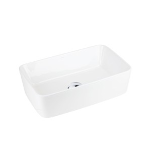 Corsan - Umywalka nablatowa ANGO UC5627BSL prostokątna 48x29,5x13,5 cm z korkiem klik-klak szczotkowana stal