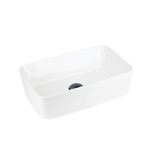 Corsan - Umywalka nablatowa ANGO UC5627GM prostokątna 48x29,5x13,5 cm z korkiem klik-klak gunmetal