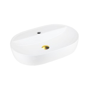Corsan - Umywalka nablatowa OLVENA UC5658BRG 60x40x12 cm z korkiem klik-klak miedź szczotkowana