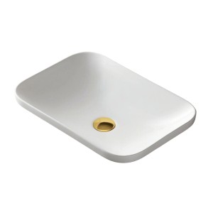 Corsan - Umywalka wpuszczana w blat INTERO UC5689 prostokątna, 53x37x15 cm, korek kolor szczotkowany złoty