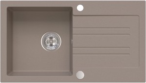 PINO 160 Beżowy Zlew granitowy 77×44 cm Wpuszczany Syfon GRATIS