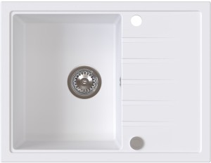 AXEL 120 Biały – zlewozmywak granitowy, 650×500 mm Syfon Gratis