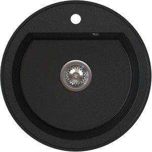 Ditto ring Czarny – zlewozmywak granitowy, Ø510x180mm Syfon Gratis