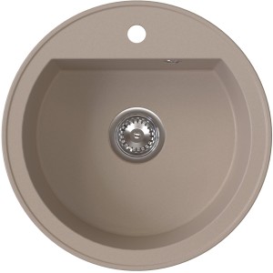 Ditto ring Beżowy– zlewozmywak granitowy, Ø510x180mm Syfon Gratis